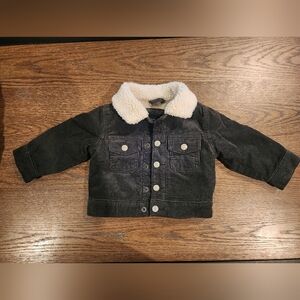 GAP Kids Green Corduroy Sherpa Jacket with cream collar
